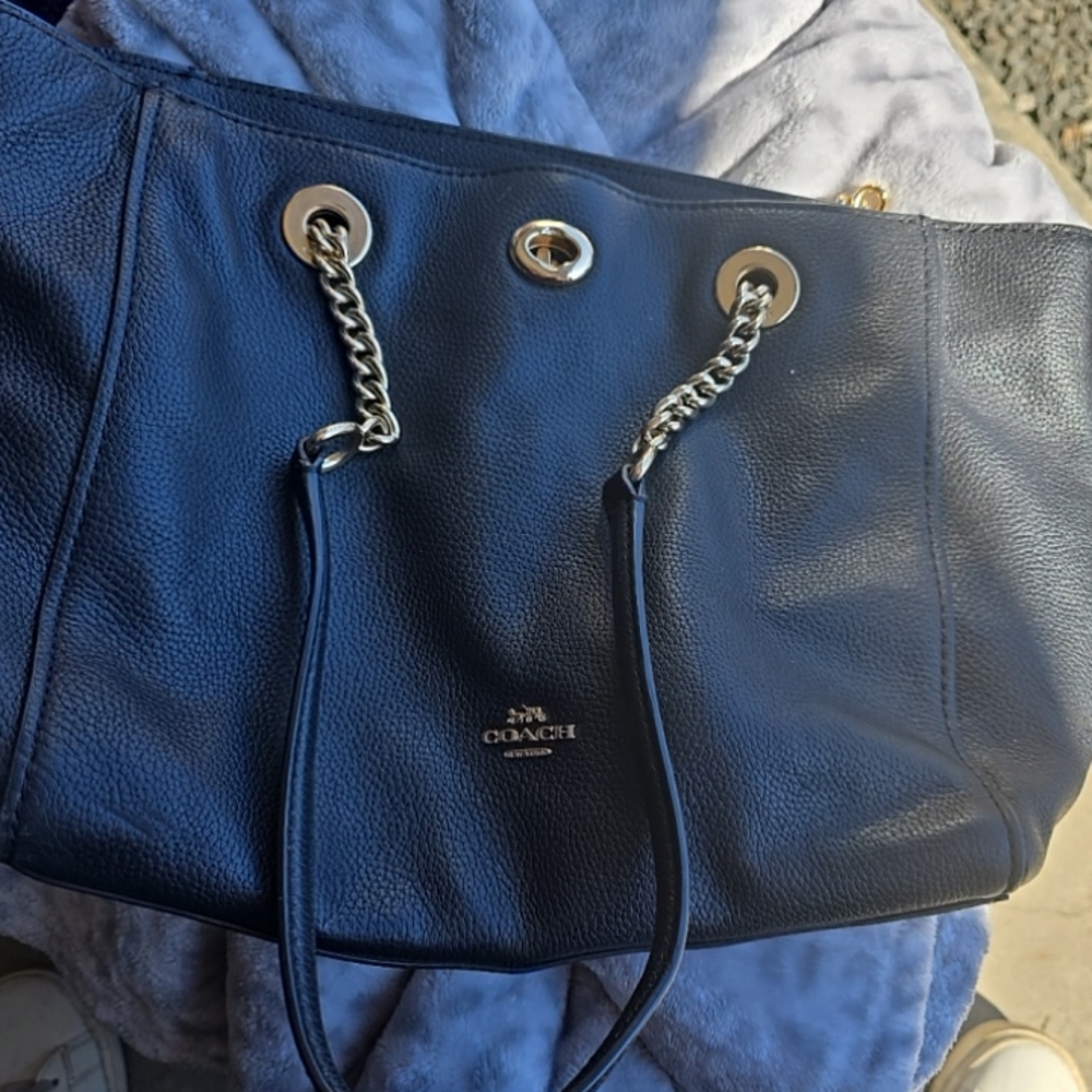 Coach  Leather Tote with Chain Handles